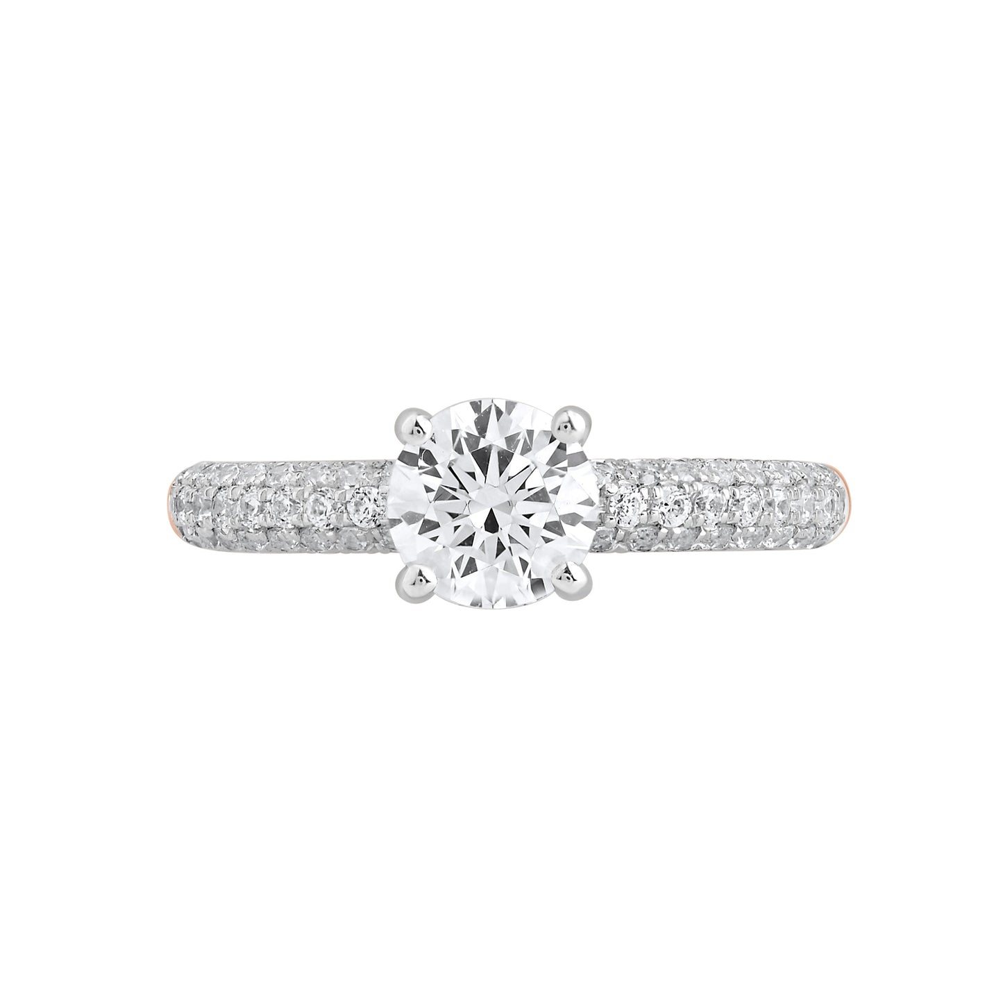 1.40 Ct 925 Sterling Silver Solitaire Pave Set Accent Diamond Ring - Dewberry Diamonds