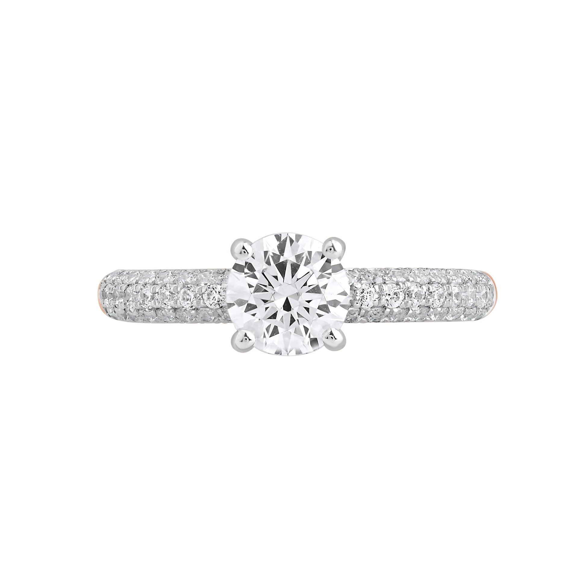 1.40 Ct 925 Sterling Silver Solitaire Pave Set Accent Diamond Ring - Dewberry Diamonds