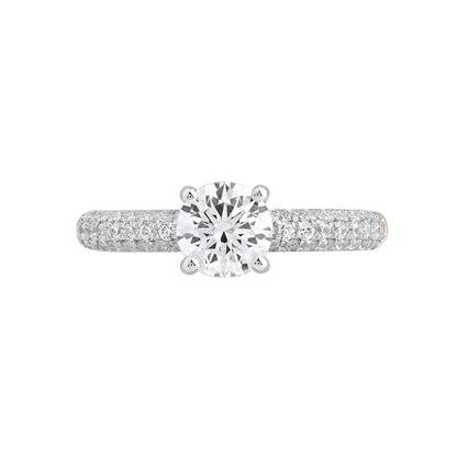 1.40 Ct 925 Sterling Silver Solitaire Pave Set Accent Diamond Ring - Dewberry Diamonds