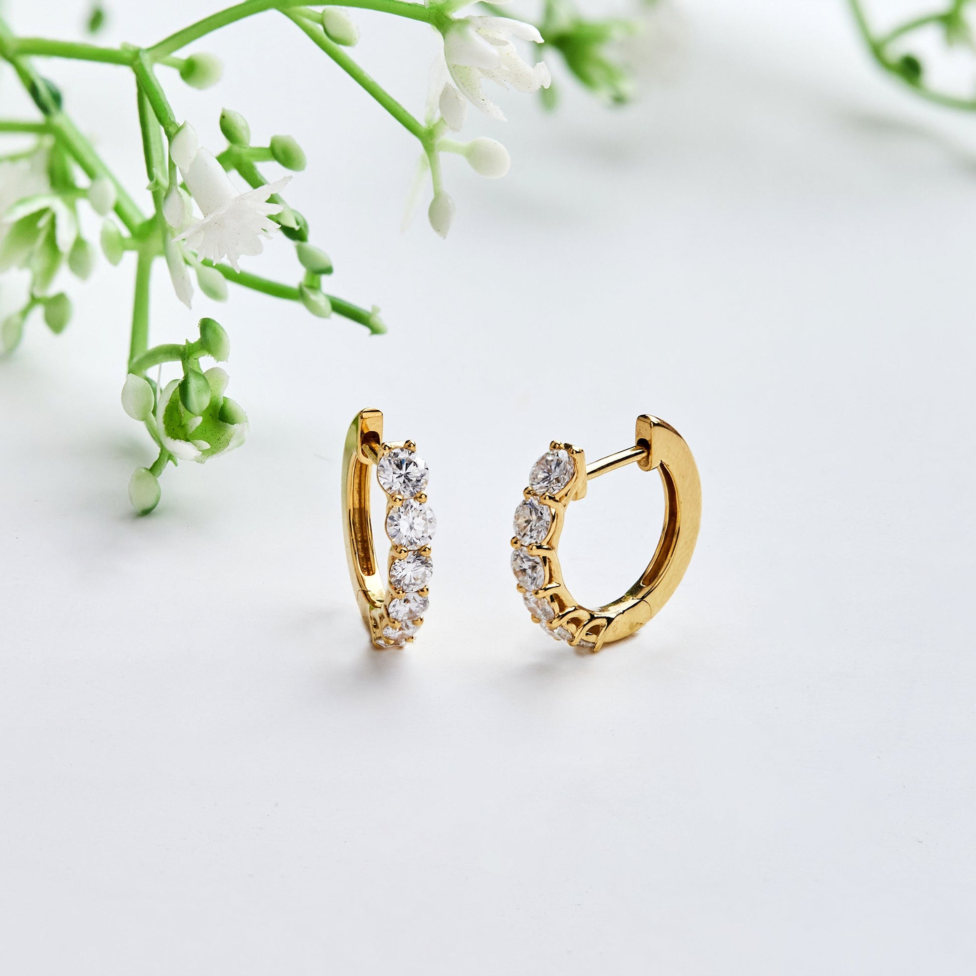 1.40 Ct Lab Grown Diamond Huggie Hoop Earrings - Dewberry Diamonds