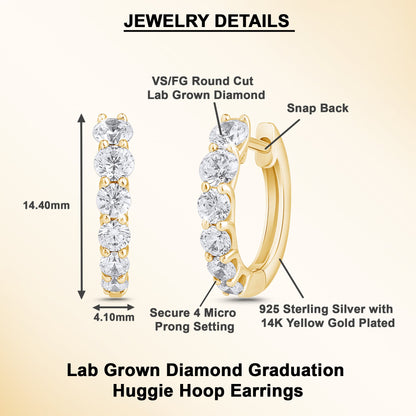 1.40 Ct Lab Grown Diamond Huggie Hoop Earrings - Dewberry Diamonds