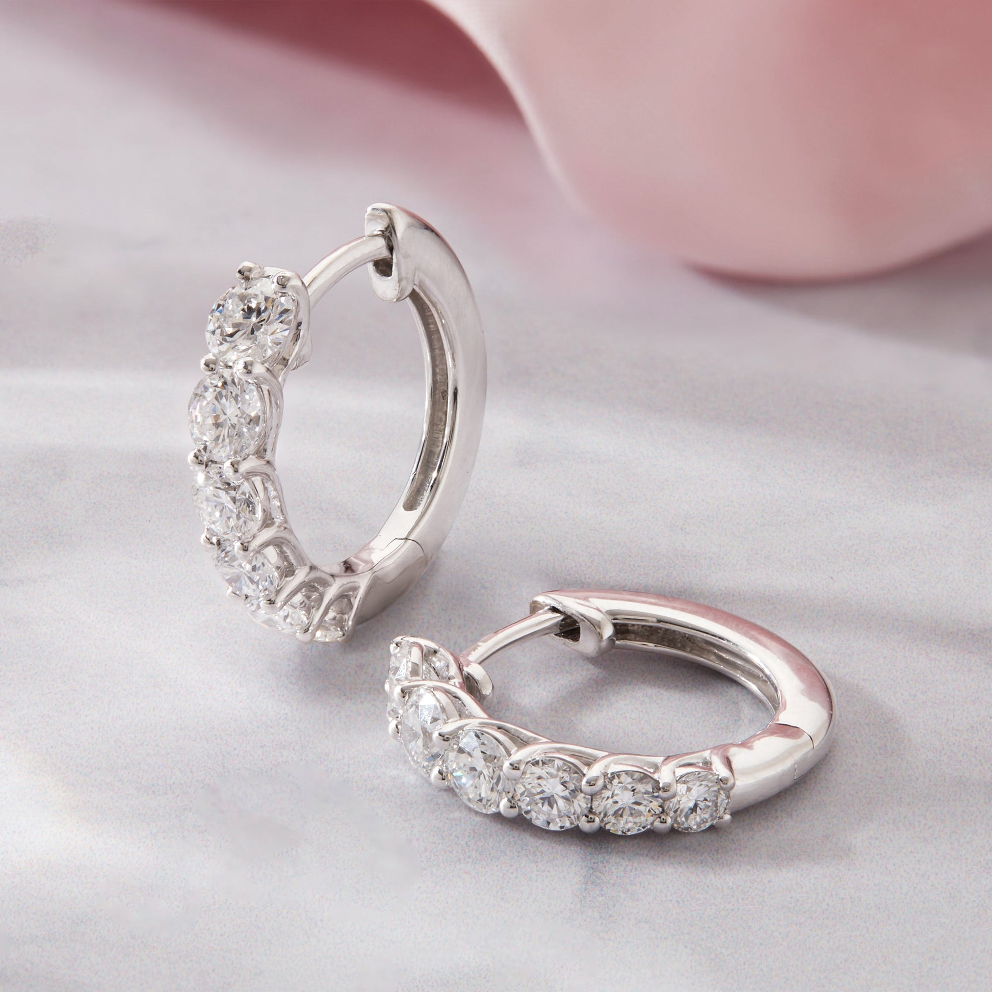 1.40 Ct Lab Grown Diamond White Gold Plated Huggie Hoop Earrings - Dewberry Diamonds