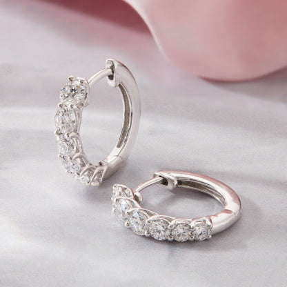 1.40 Ct Lab Grown Diamond White Gold Plated Huggie Hoop Earrings - Dewberry Diamonds
