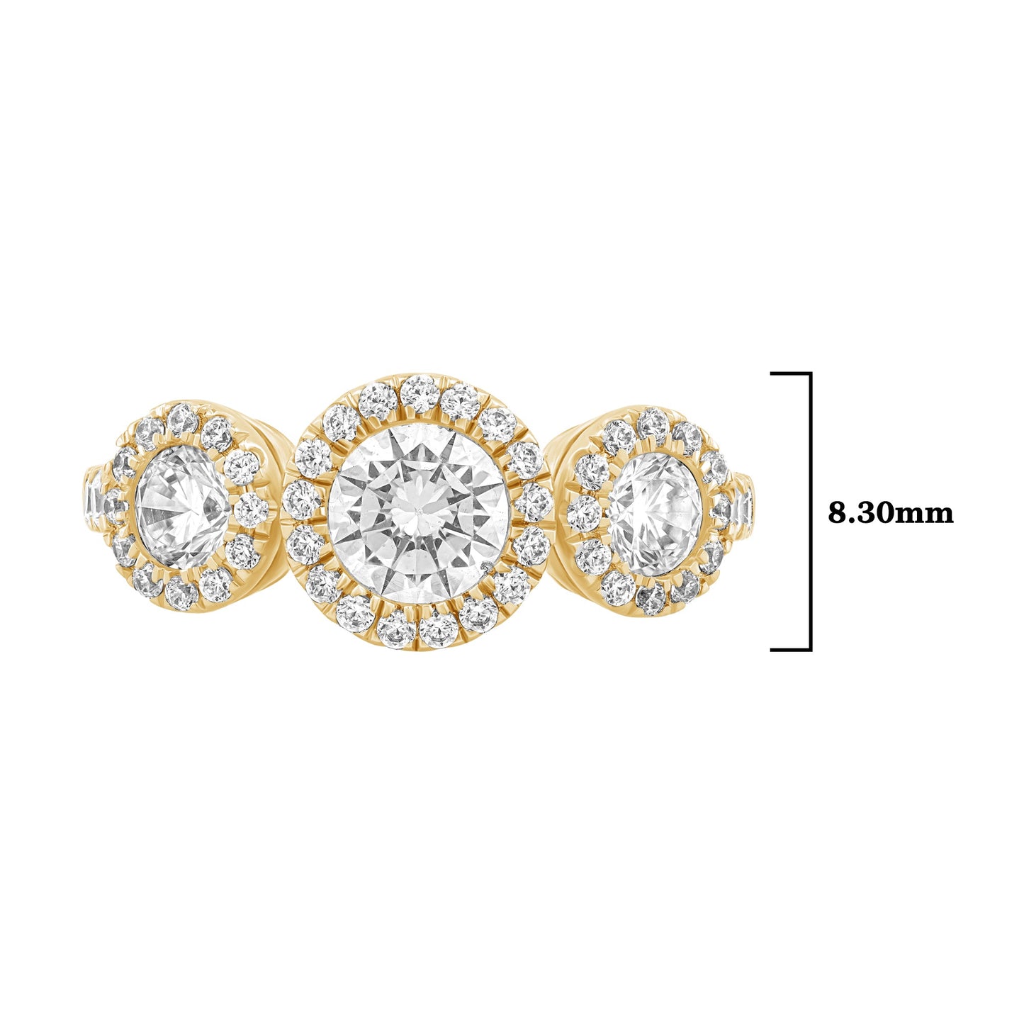 1.45 CT Lab Grown Diamond Three-Stone Halo Engagement Ring - Dewberry Diamonds
