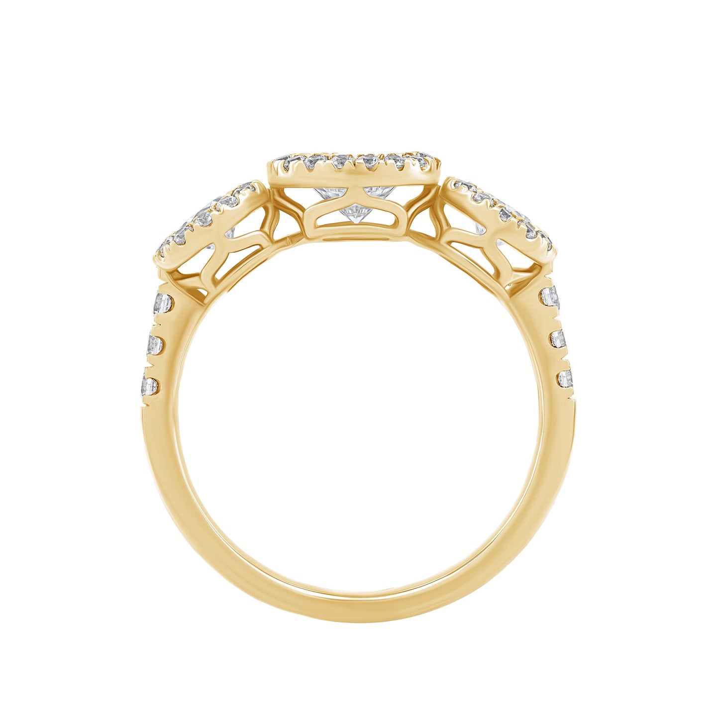 1.45 CT Lab Grown Diamond Three-Stone Halo Engagement Ring - Dewberry Diamonds