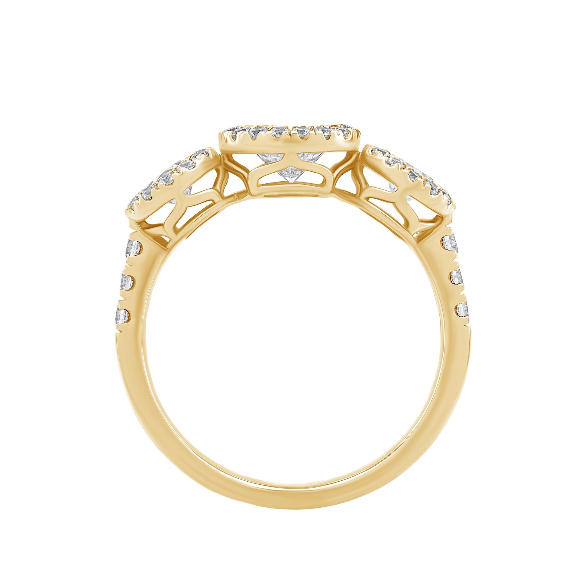 1.45 CT Lab Grown Diamond Three-Stone Halo Engagement Ring - Dewberry Diamonds