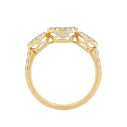 1.45 CT Lab Grown Diamond Three-Stone Halo Engagement Ring - Dewberry Diamonds