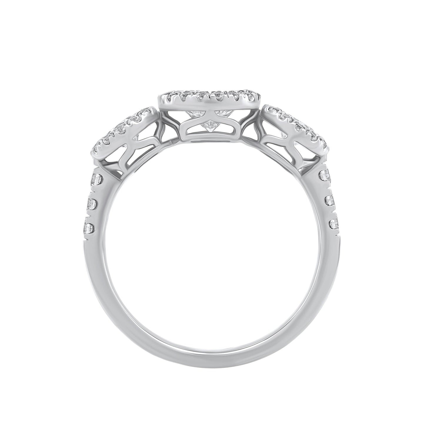 1.45 CT Lab Grown Diamond Three-Stone Halo Engagement Ring - Dewberry Diamonds