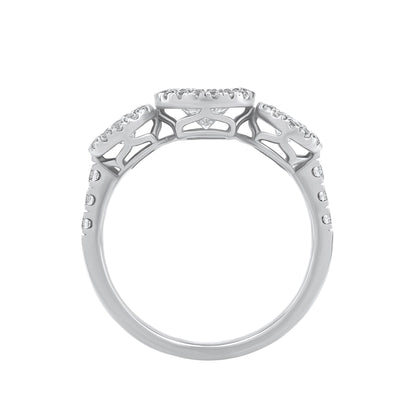 1.45 CT Lab Grown Diamond Three-Stone Halo Engagement Ring - Dewberry Diamonds