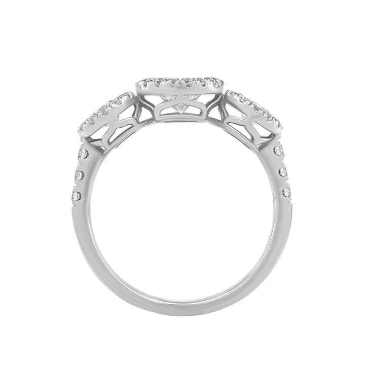 1.45 CT Lab Grown Diamond Three-Stone Halo Engagement Ring - Dewberry Diamonds