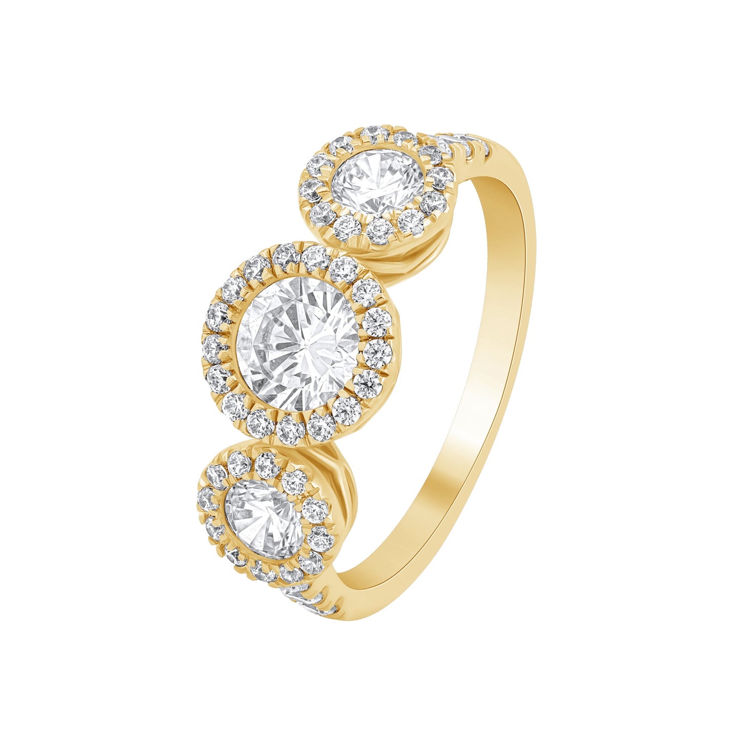 1.45 CT Lab Grown Diamond Three-Stone Halo Engagement Ring - Dewberry Diamonds