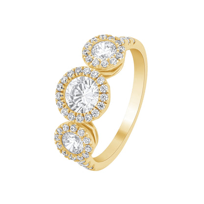 1.45 CT Lab Grown Diamond Three-Stone Halo Engagement Ring - Dewberry Diamonds