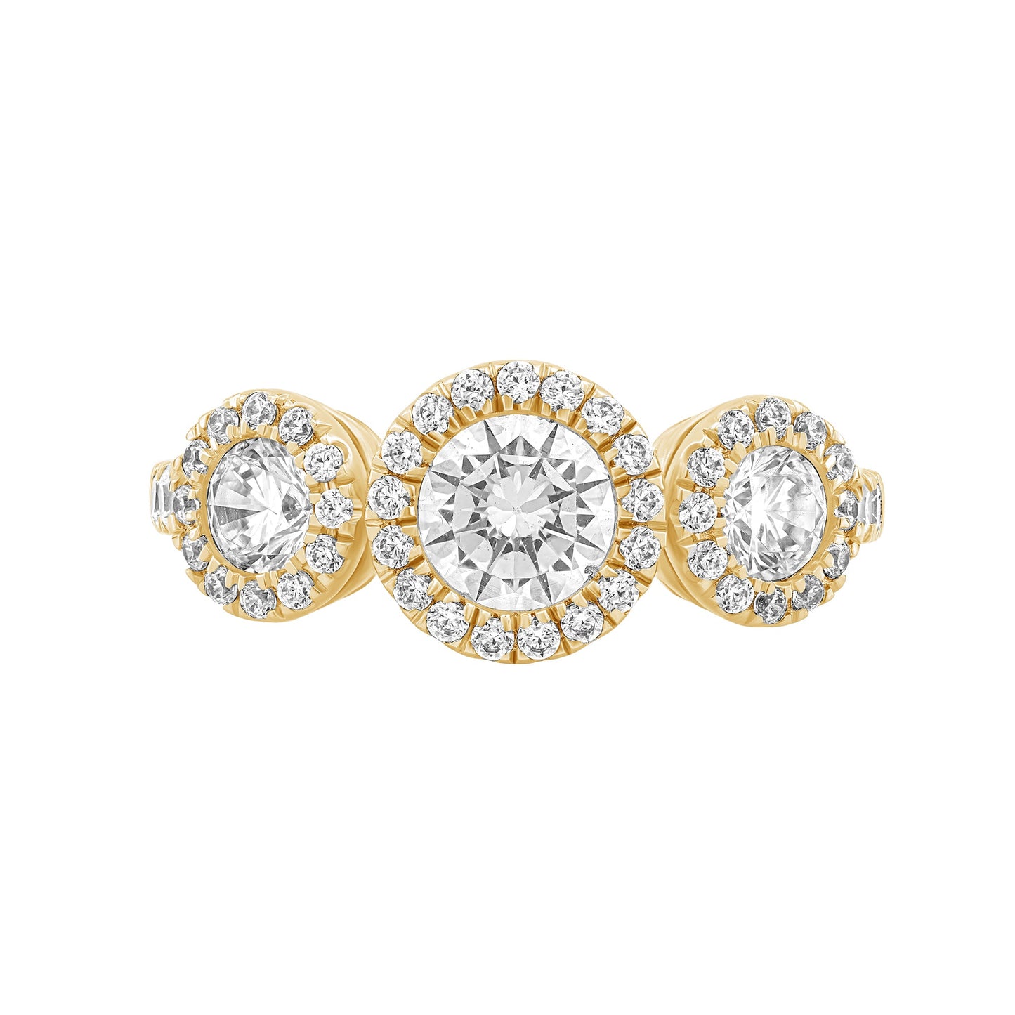 1.45 CT Lab Grown Diamond Three-Stone Halo Engagement Ring - Dewberry Diamonds