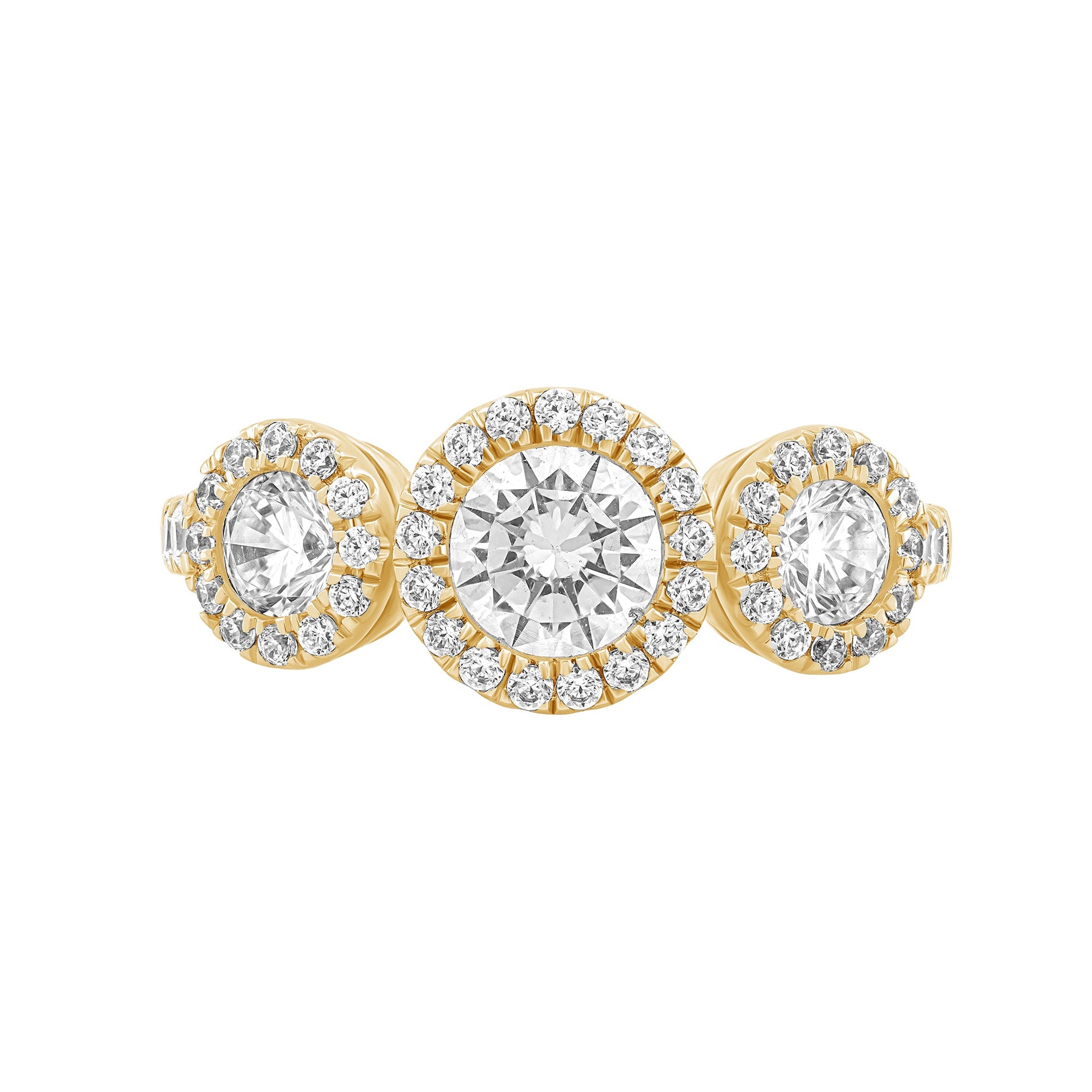 1.45 CT Lab Grown Diamond Three-Stone Halo Engagement Ring - Dewberry Diamonds