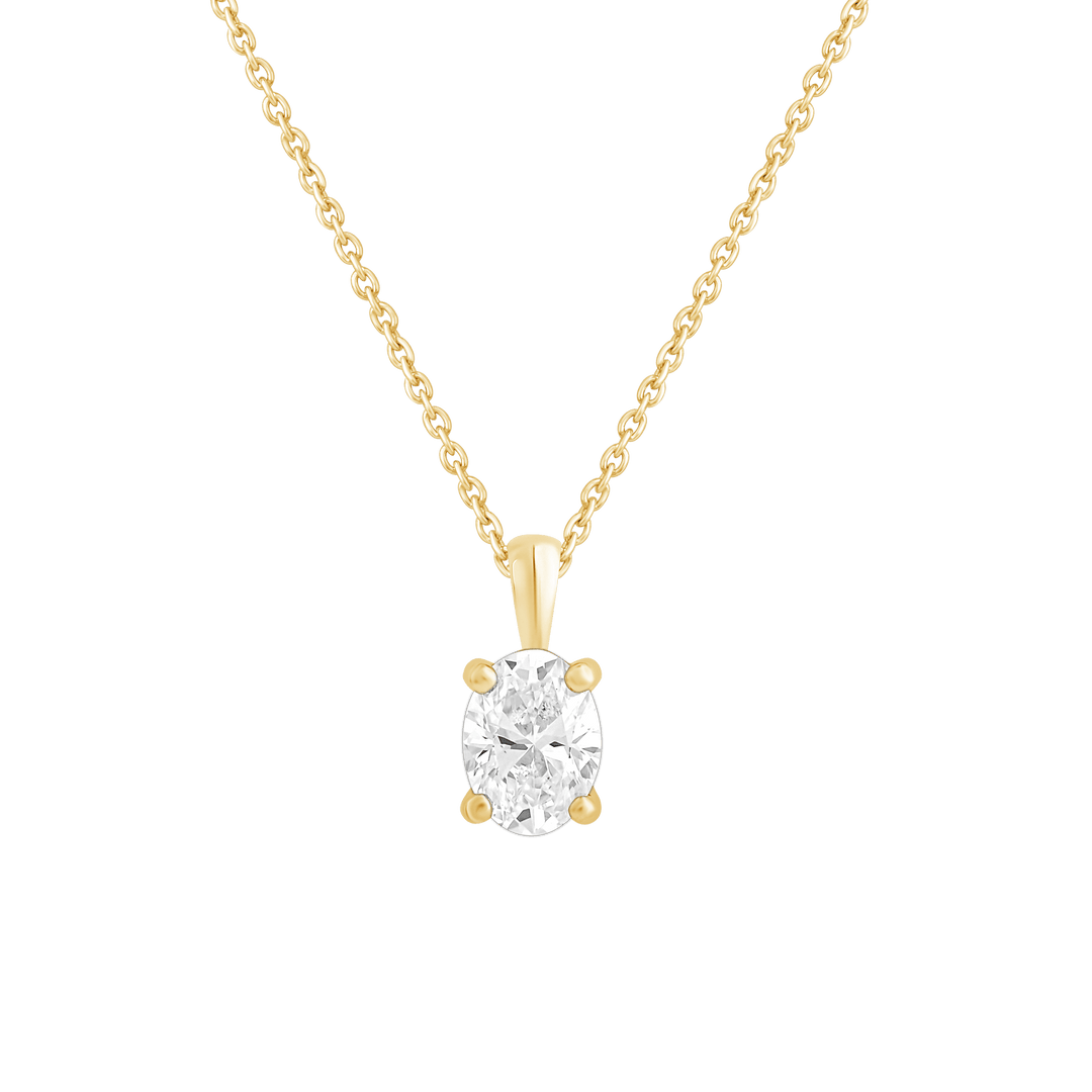 14k Gold 1-0.50 Ct Oval Cut Solitaire Pendant Necklace - Dewberry Diamonds