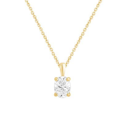 14k Gold 1-0.50 Ct Oval Cut Solitaire Pendant Necklace - Dewberry Diamonds