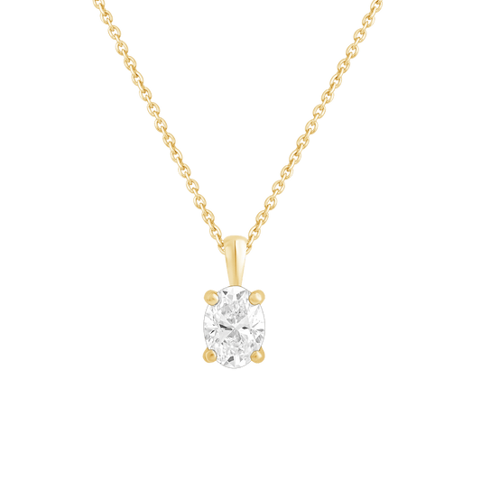 14k Gold 1-0.50 Ct Oval Cut Solitaire Pendant Necklace - Dewberry Diamonds