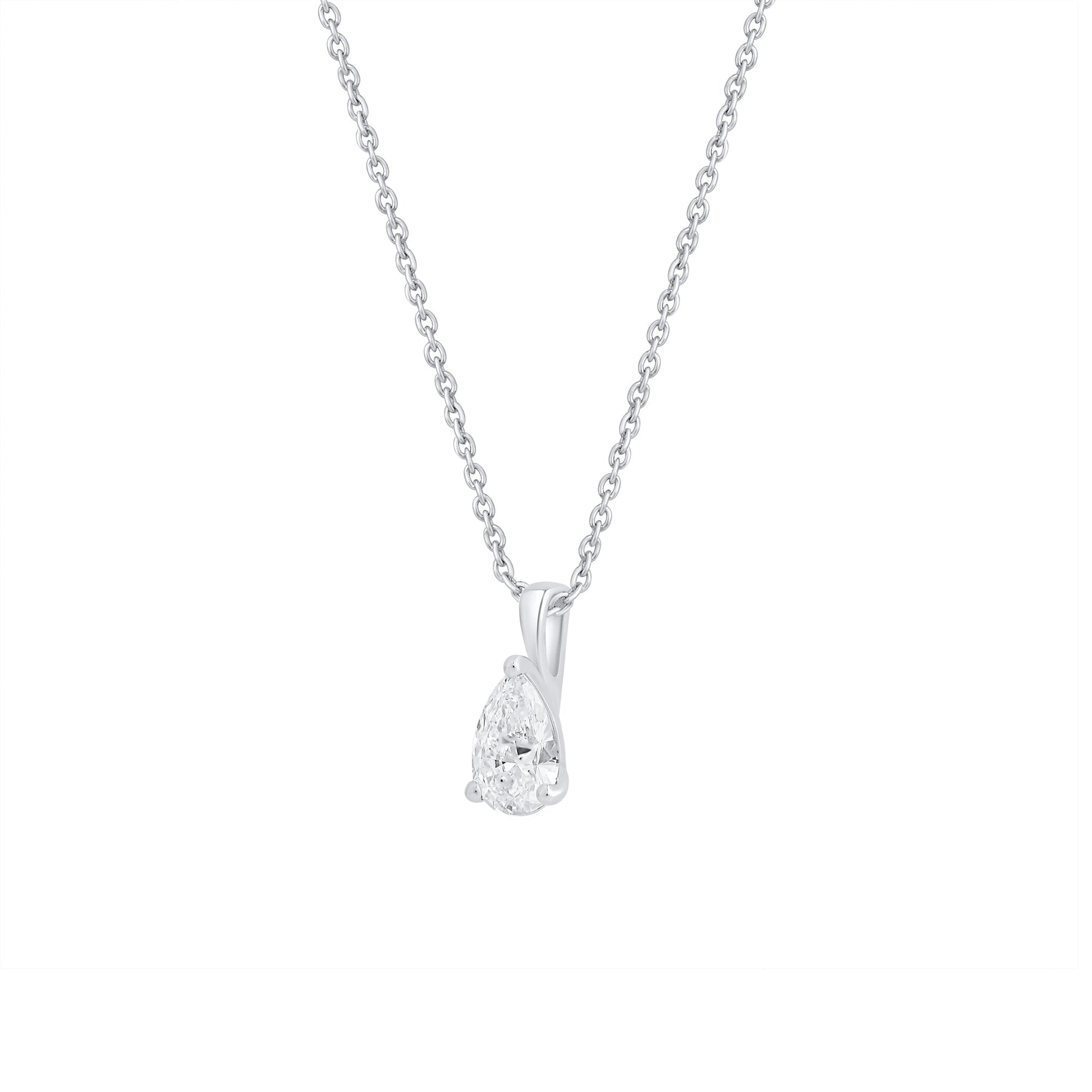 14k Gold 1-0.50 Ct Pear Cut Pendant Necklace - Dewberry Diamonds