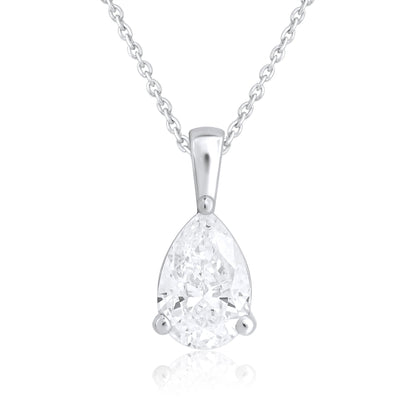 14k Gold 1-0.50 Ct Pear Cut Pendant Necklace - Dewberry Diamonds
