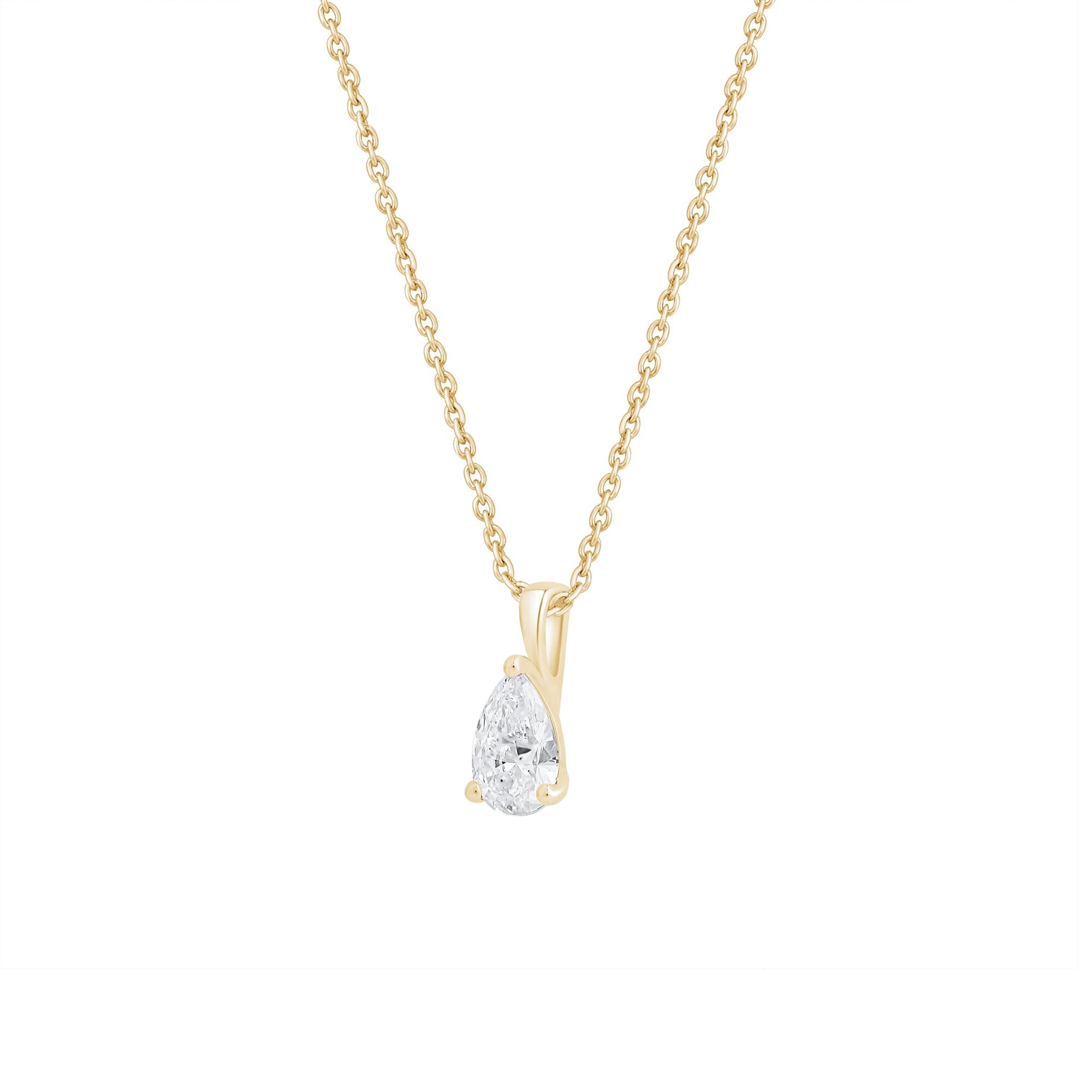 14k Gold 1-0.50 Ct Pear Cut Pendant Necklace - Dewberry Diamonds