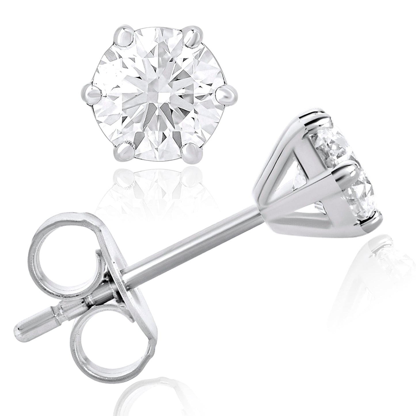 14K Gold 1 Ct Lab Grown Diamond Solitaire Stud Earrings - Dewberry Diamonds