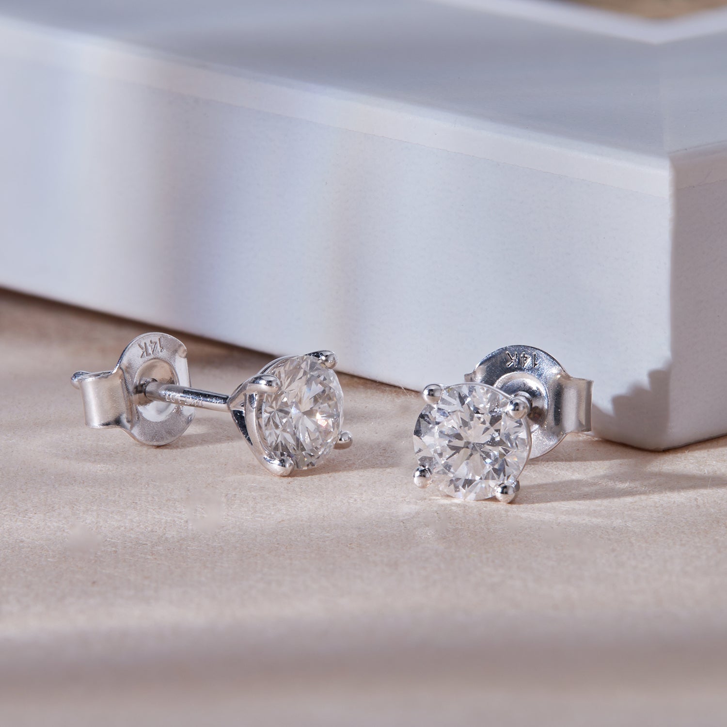 14K Gold 1.50 Ct Lab Grown Diamond Solitaire Stud Earrings - Dewberry Diamonds