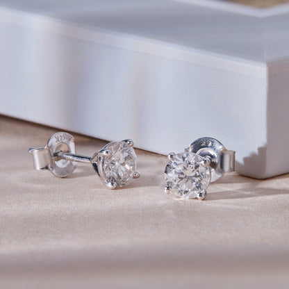 14K Gold 1.50 Ct Lab Grown Diamond Solitaire Stud Earrings - Dewberry Diamonds