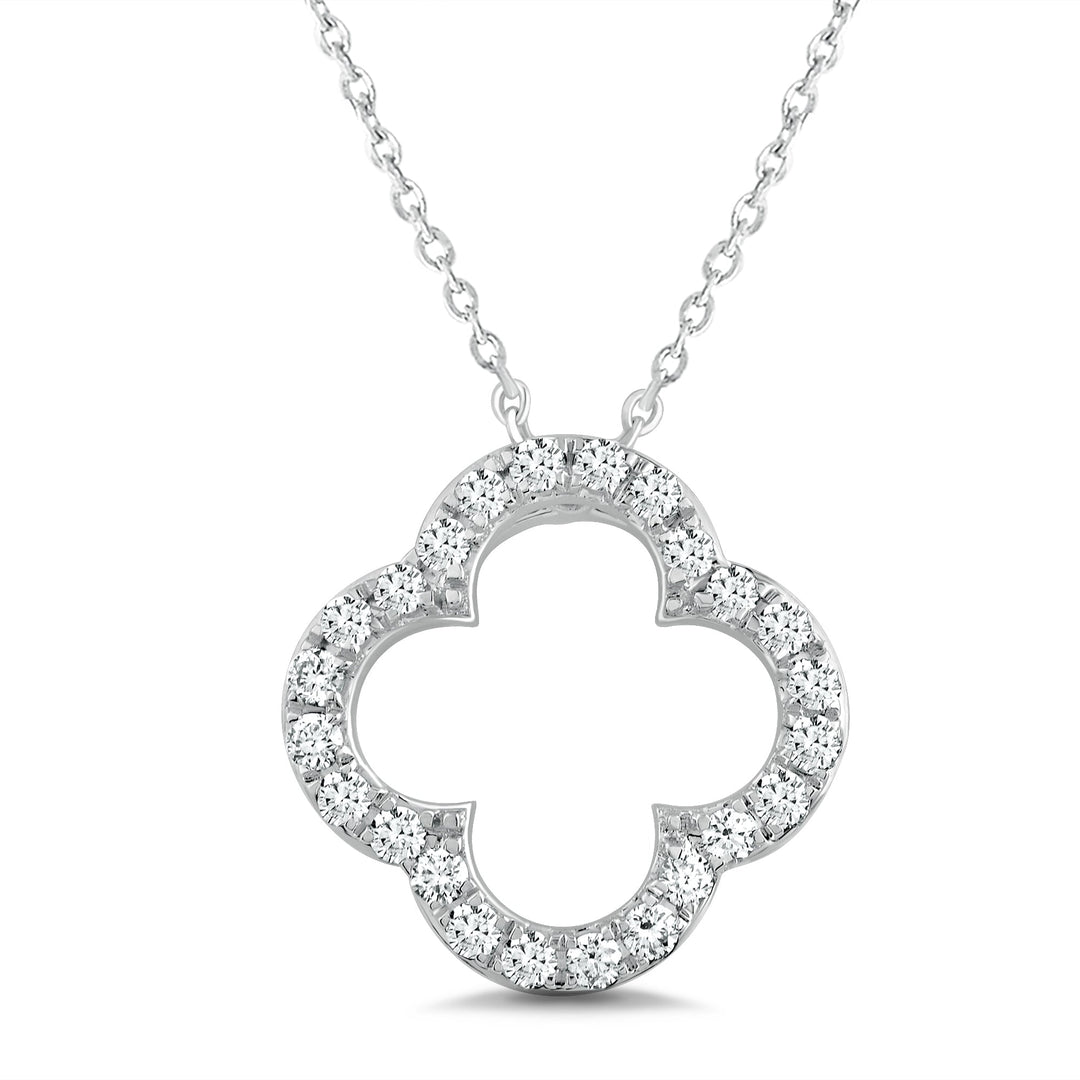14K Gold Lab Grown Diamond Four Leaf Open Clover Necklace - Dewberry Diamonds