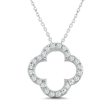14K Gold Lab Grown Diamond Four Leaf Open Clover Necklace - Dewberry Diamonds