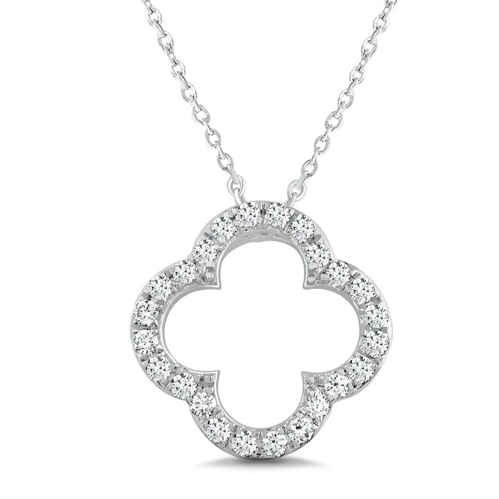 14K Gold Lab Grown Diamond Four Leaf Open Clover Necklace - Dewberry Diamonds