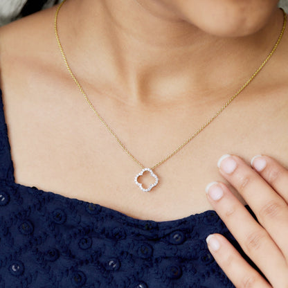 14K Gold Lab Grown Diamond Four Leaf Open Clover Necklace - Dewberry Diamonds