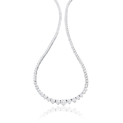 14K White Gold Graduated Tennis Necklace 7 Ct Round Diamond - Dewberry Diamonds