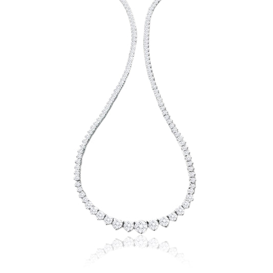 14K White Gold Graduated Tennis Necklace 7 Ct Round Diamond - Dewberry Diamonds