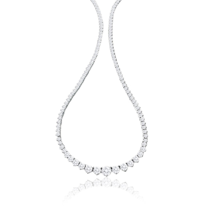 14K White Gold Graduated Tennis Necklace 7 Ct Round Diamond - Dewberry Diamonds