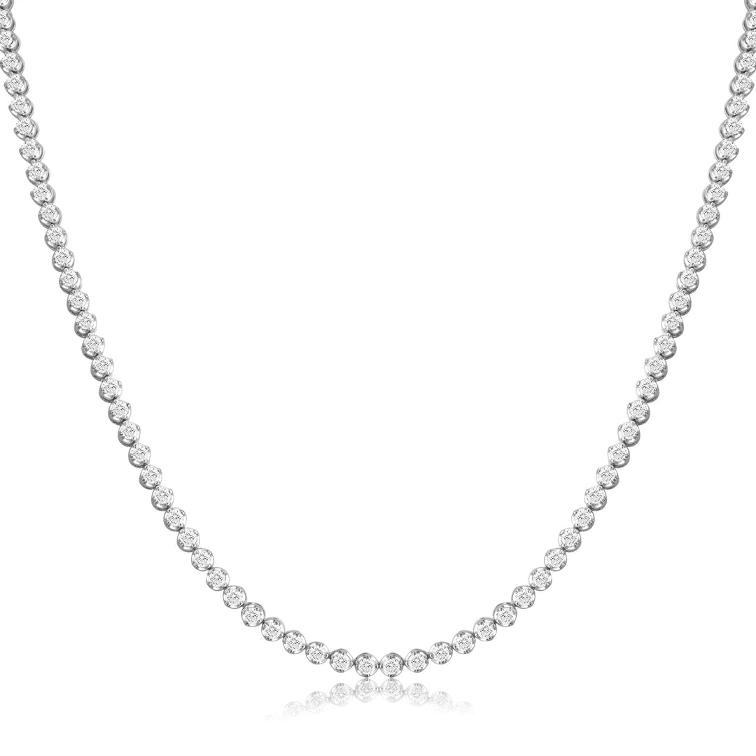 14K White Gold Round Cut Diamond Tennis Necklace - Dewberry Diamonds