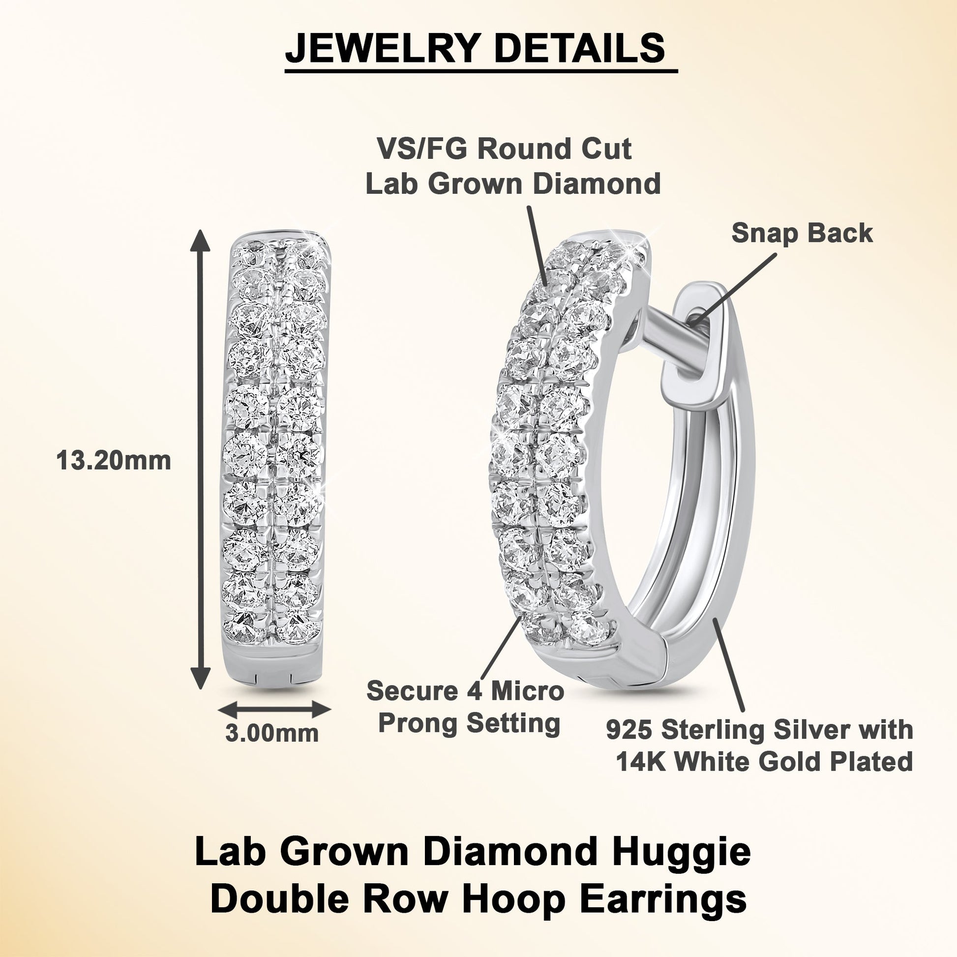 1/5 Ct Lab Grown Diamond Huggie Hoop Earrings - Dewberry Diamonds
