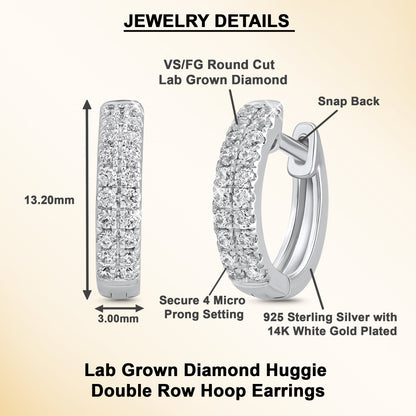 1/5 Ct Lab Grown Diamond Huggie Hoop Earrings - Dewberry Diamonds