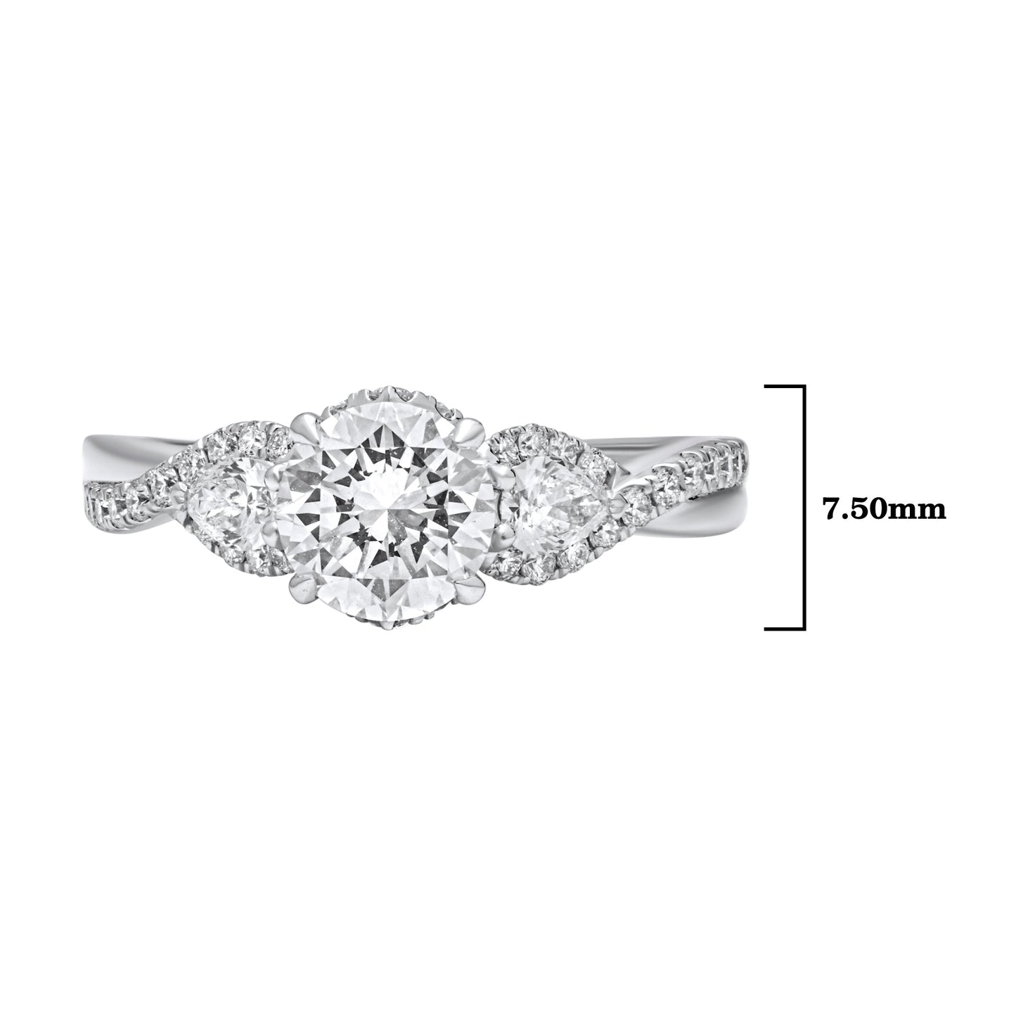 1.50 CT Lab Grown Diamond Three Stone Engagement Ring - Dewberry Diamonds