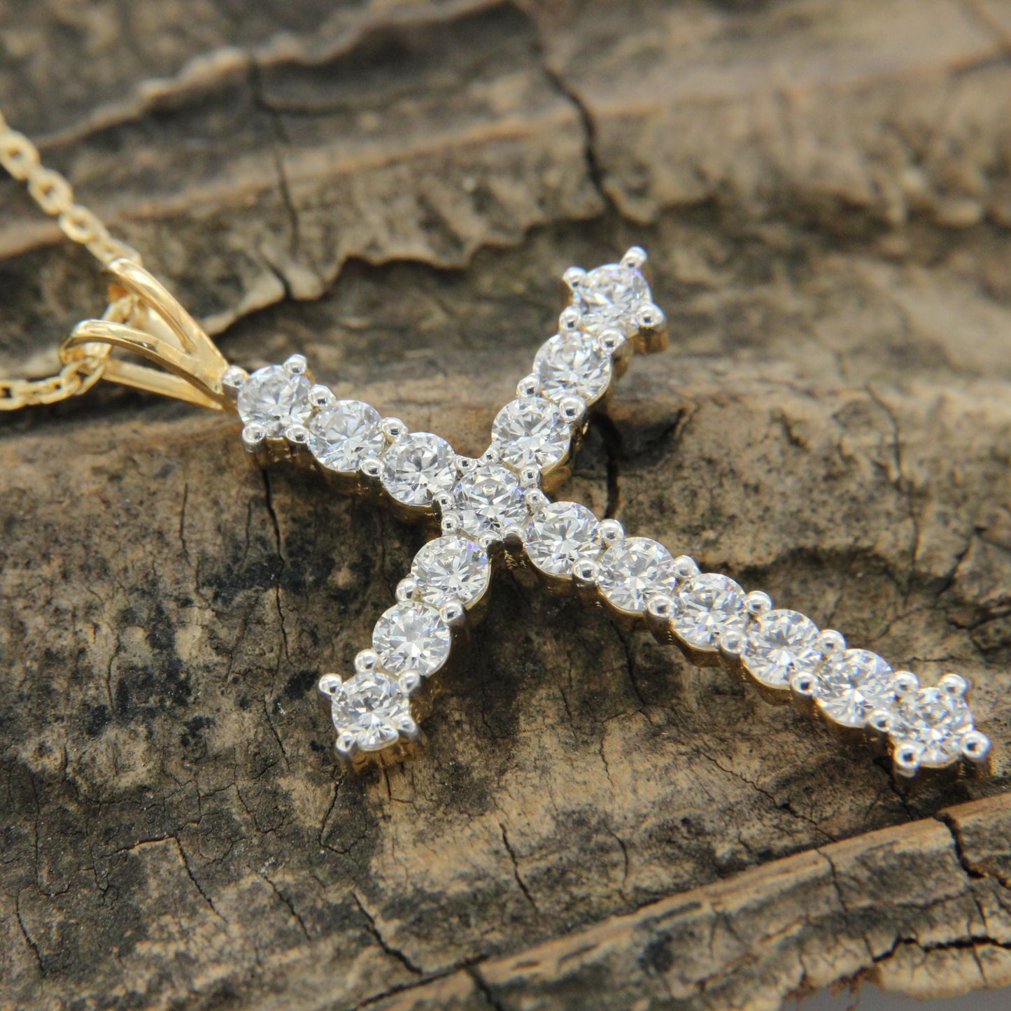 1.60 Ct Lab Grown Diamond 925 Silver Cross Pendant Necklace - Dewberry Diamonds