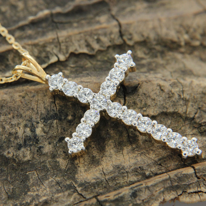 1.60 Ct Lab Grown Diamond 925 Silver Cross Pendant Necklace - Dewberry Diamonds