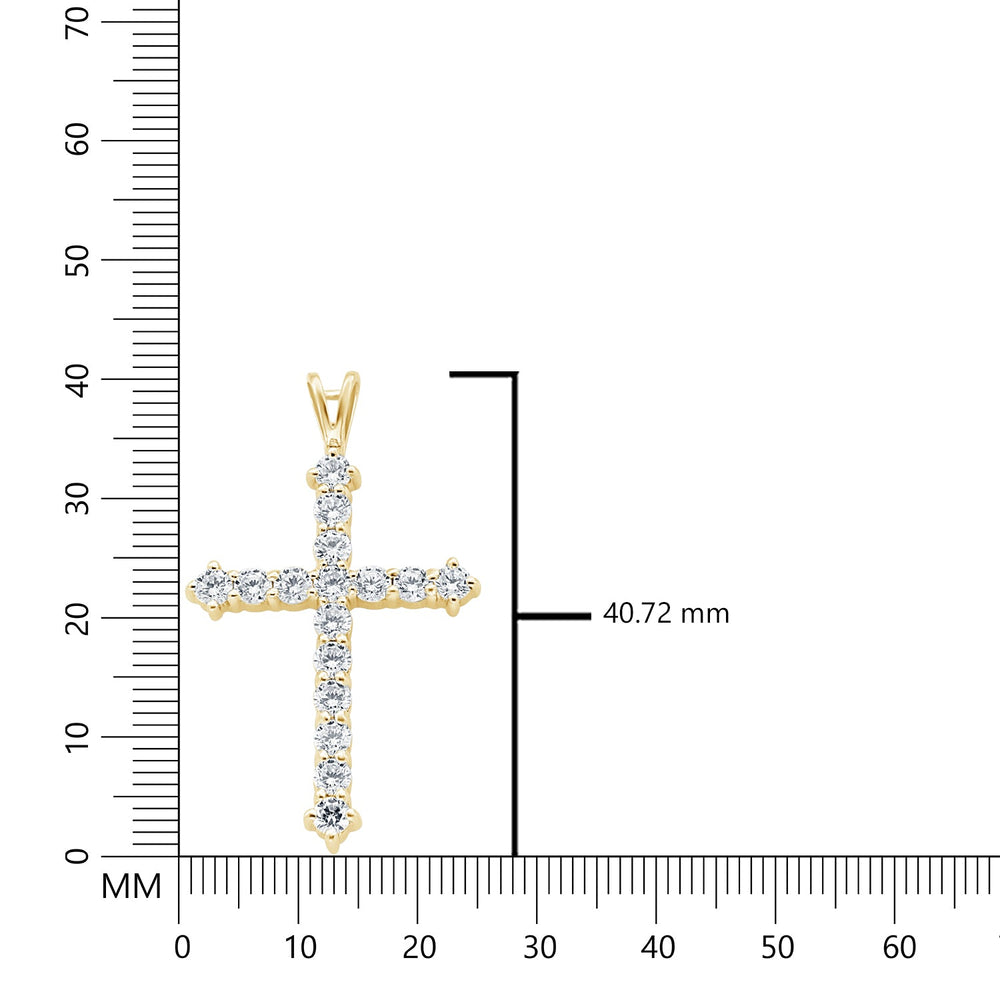 1.60 Ct Lab Grown Diamond 925 Silver Cross Pendant Necklace - Dewberry Diamonds
