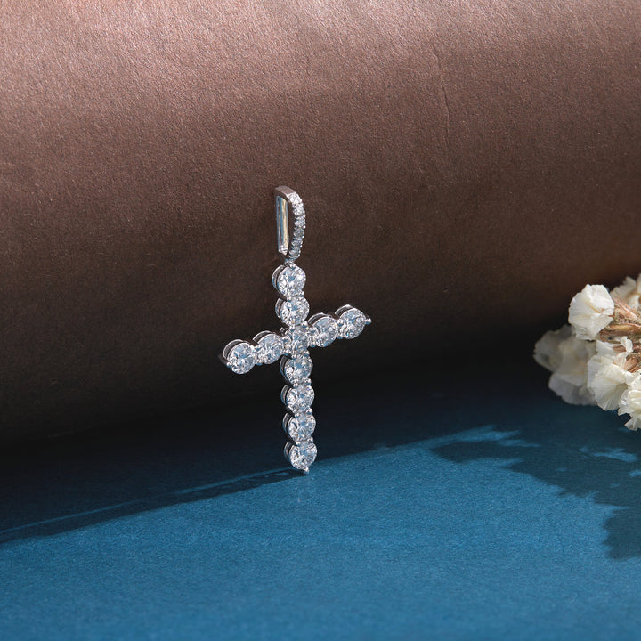 1.65 Ct Diamond 925 Silver Cross Pendant Necklace - Dewberry Diamonds