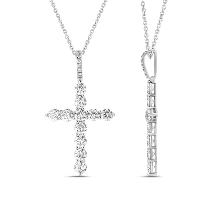 1.65 Ct Diamond 925 Silver Cross Pendant Necklace - Dewberry Diamonds