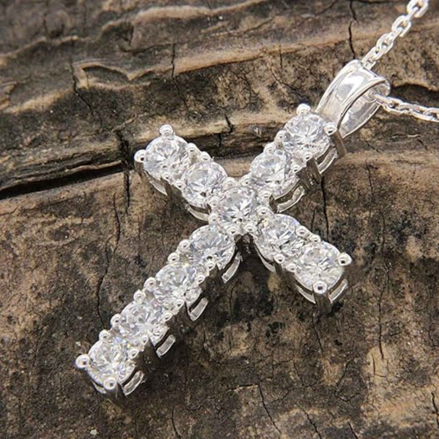 1.87 Ct Lab Grown Diamond Silver Cross Necklace - Dewberry Diamonds