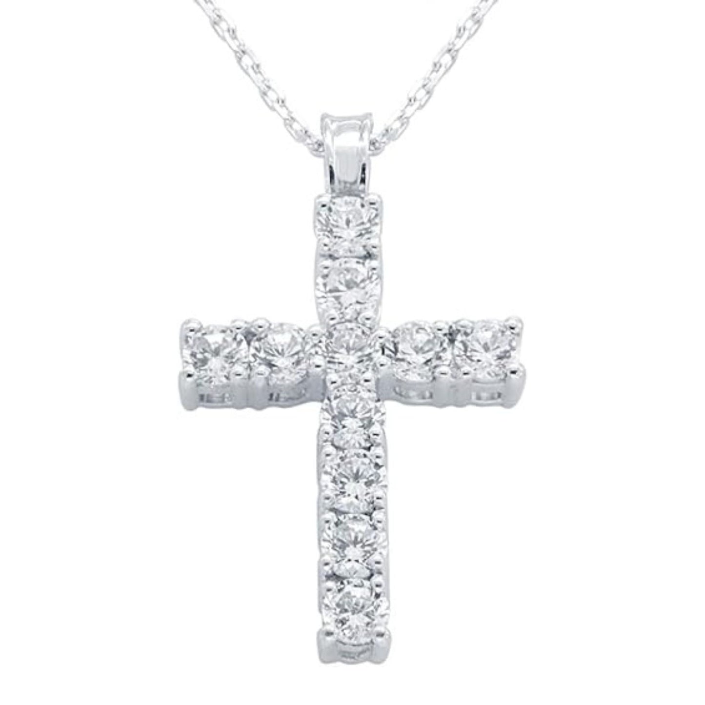 1.87 Ct Lab Grown Diamond Silver Cross Necklace - Dewberry Diamonds