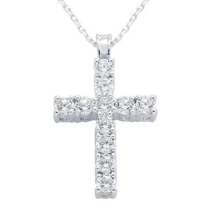1.87 Ct Lab Grown Diamond Silver Cross Necklace - Dewberry Diamonds