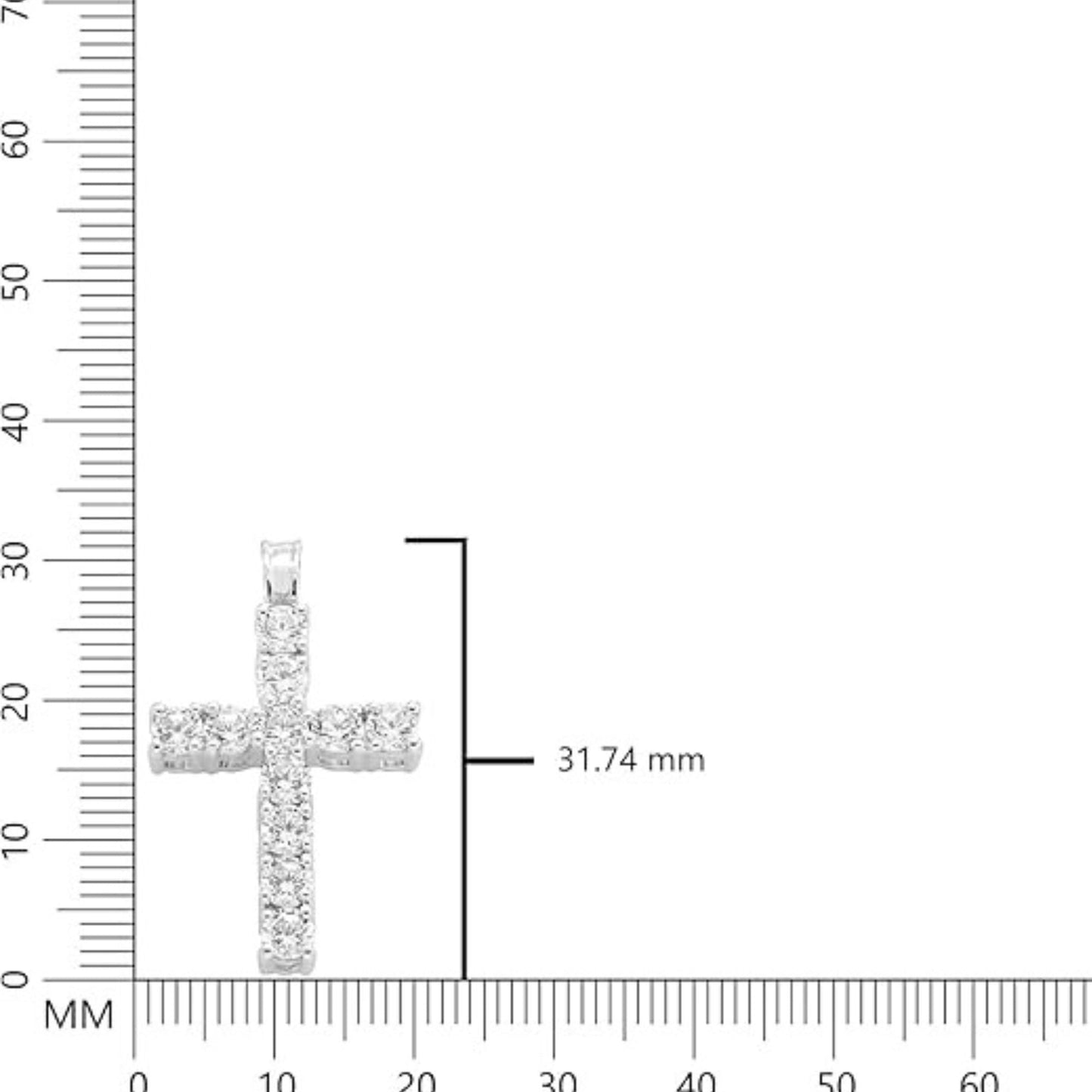 1.87 Ct Lab Grown Diamond Silver Cross Necklace - Dewberry Diamonds