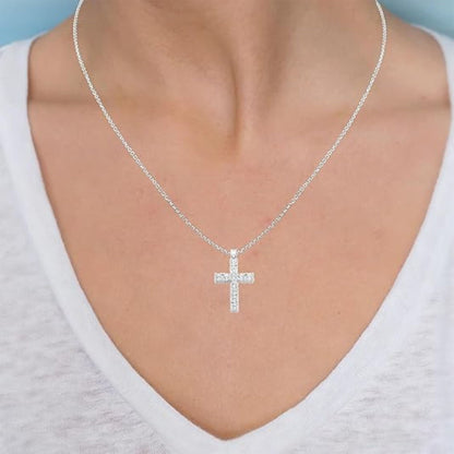 1.87 Ct Lab Grown Diamond Silver Cross Necklace - Dewberry Diamonds