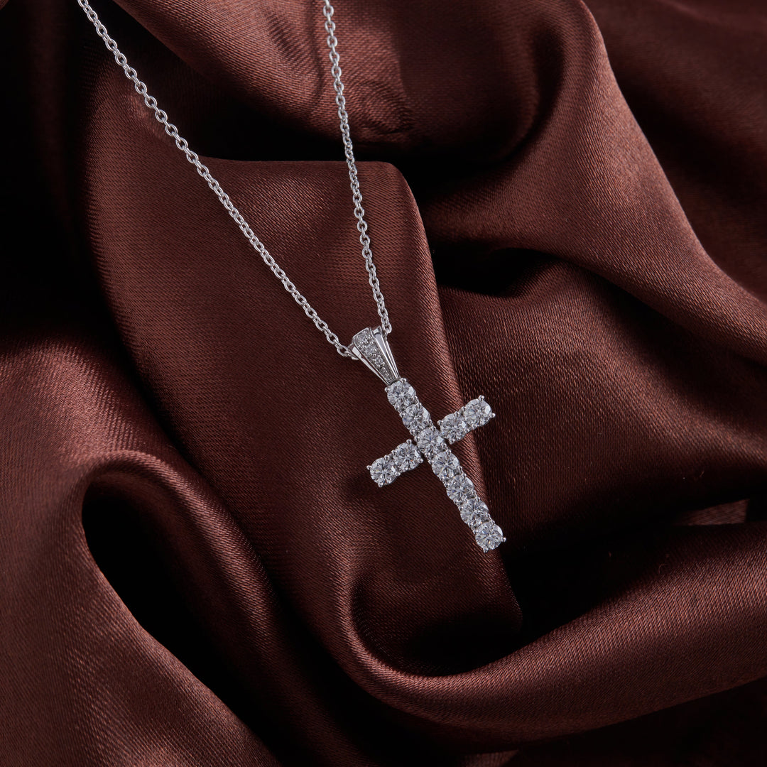 1.87 Ct Religious Cross Pendant Necklace 925 Silver - Dewberry Diamonds