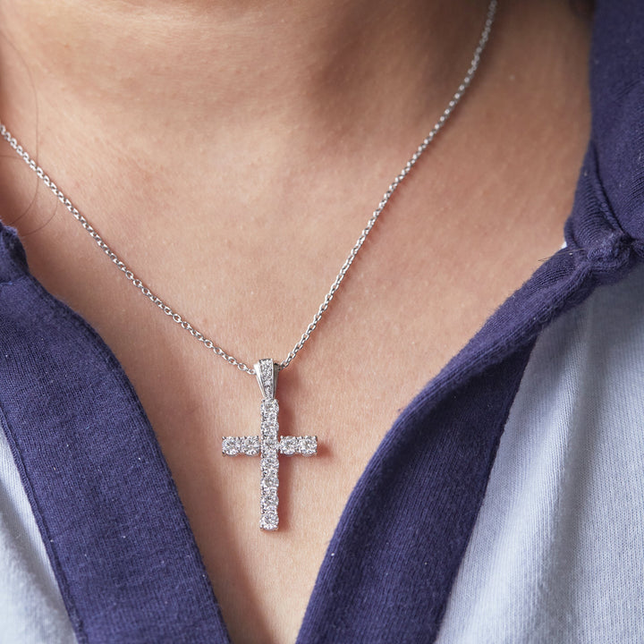 1.87 Ct Religious Cross Pendant Necklace 925 Silver - Dewberry Diamonds
